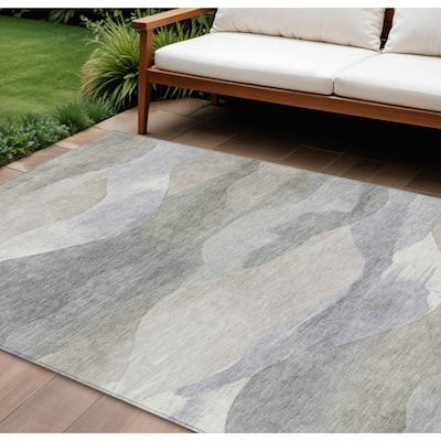 HomeRoots Abstract Transitional Rectangle Outdoor Rug