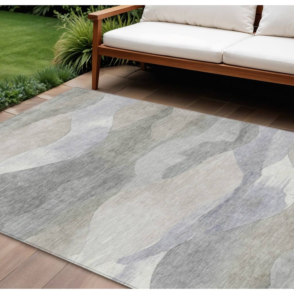 HomeRoots Abstract Transitional Rectangle Outdoor Rug