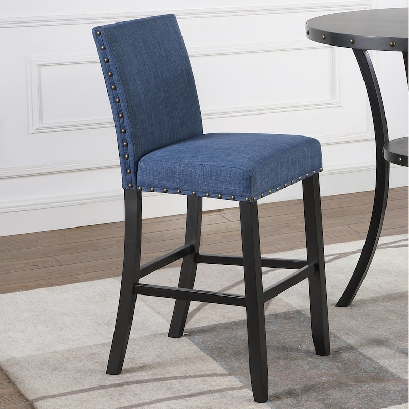 Roundhill Furniture Biony Fabric 29" Bar Stools with Nailhead Trim (Set of 2)