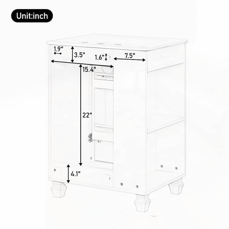 24" Bathroom Vanity with Sink, Bathroom Cabinet with Door Shelf