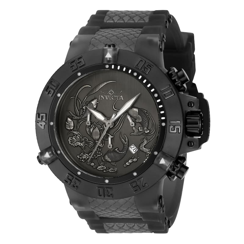 Invicta Men's 37040 Subaqua Quartz 3 Hand Black, Silver, Dark Grey Dial Watch - Black