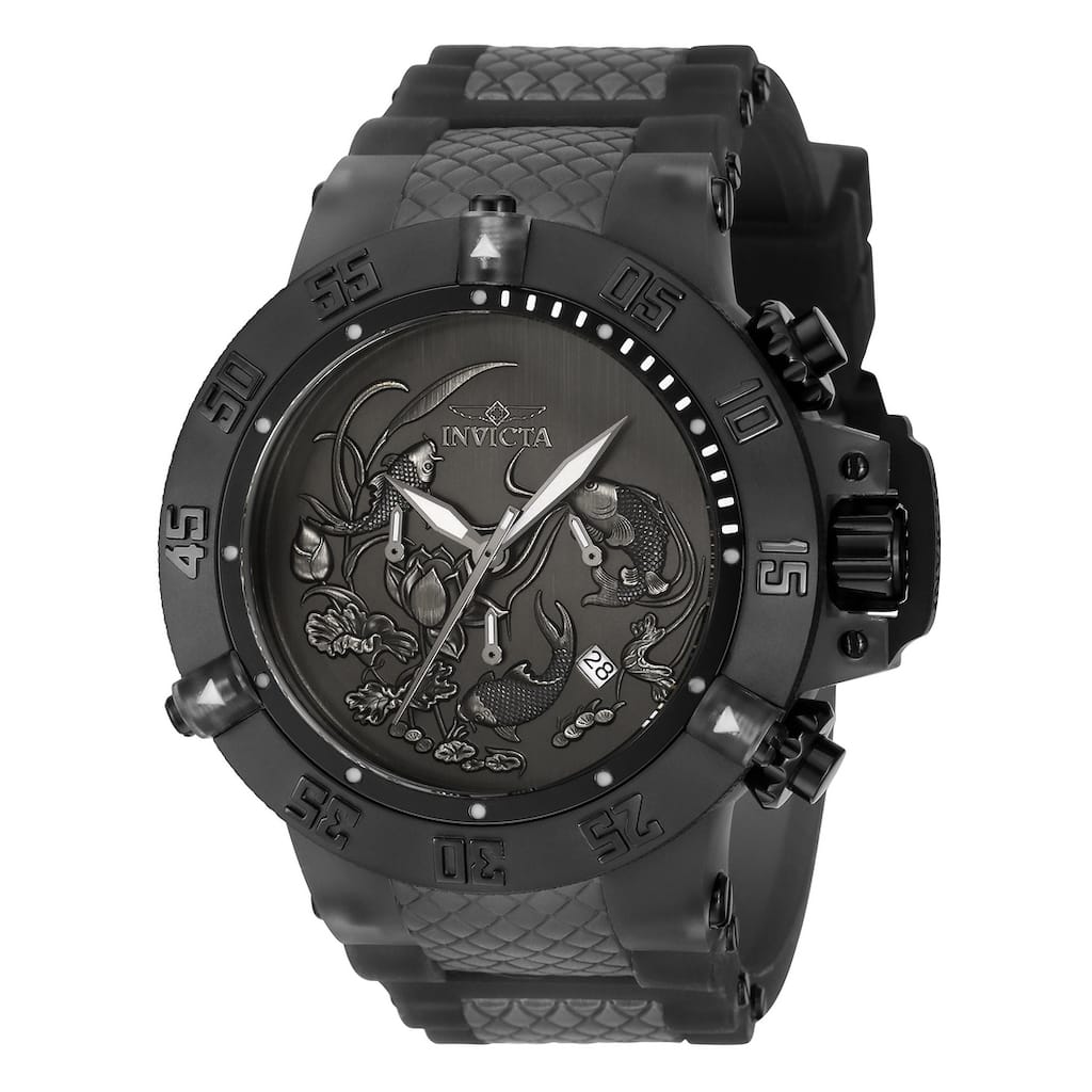 Invicta Men's 37040 Subaqua Quartz 3 Hand Black, Silver, Dark Grey Dial Watch - Black