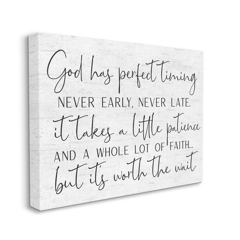 Stupell Inspirational Patience Quote Religious Script Birch Pattern Canvas Wall Art, Design by Lettered and Lined