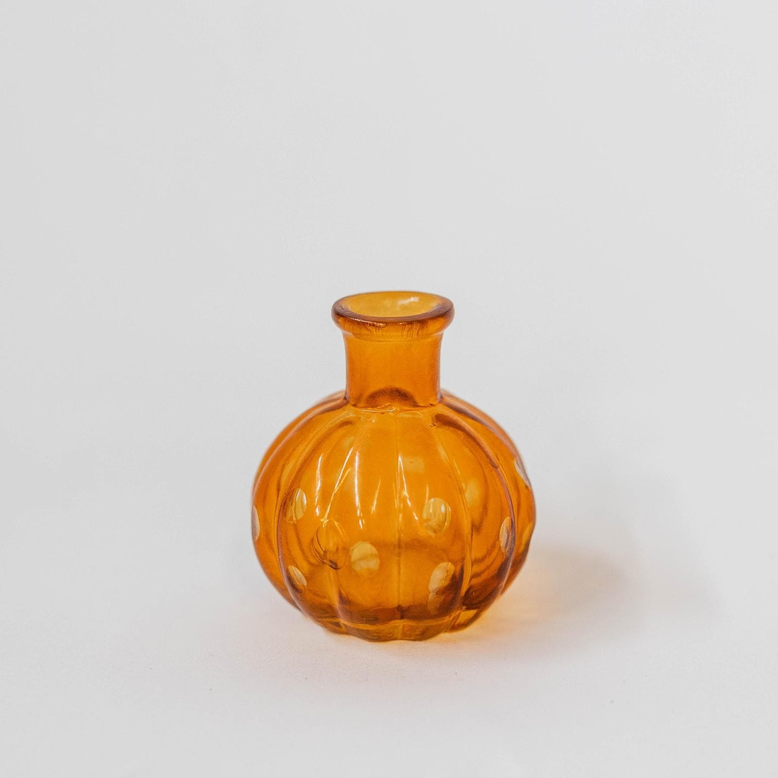 Round Orange Brown With White Leaves Bud Vase