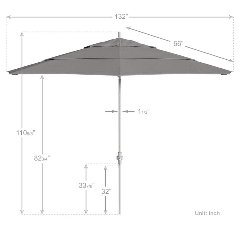 California Umbrella 11' Sun Master Patio Umbrella White Aluminum Pole Fiberglass Ribs Crank Lift Tilt Sunbrella Pacific Blue
