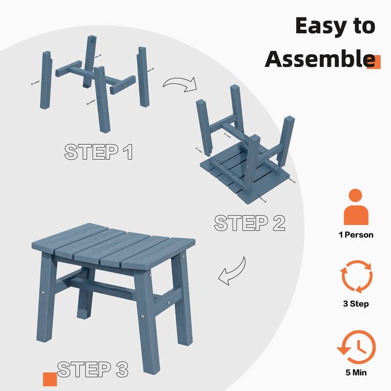 Outdoor Patio HDPE Ottoman Footstool, Extra Seat