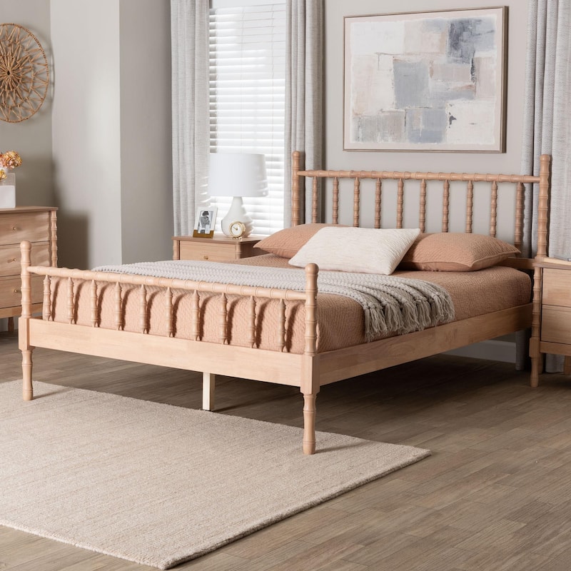 Laurent Platform Bed - Spindle Bed Frame with Bamboo-Style Turned Posts, Cottage Farmhouse Bedroom Furniture, Queen