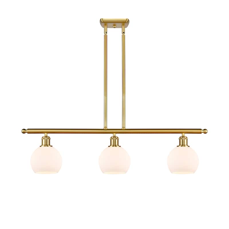 Innovations Lighting Athens 3 Light 36" Island Light - 6" Shade - Satin Gold/Matte White