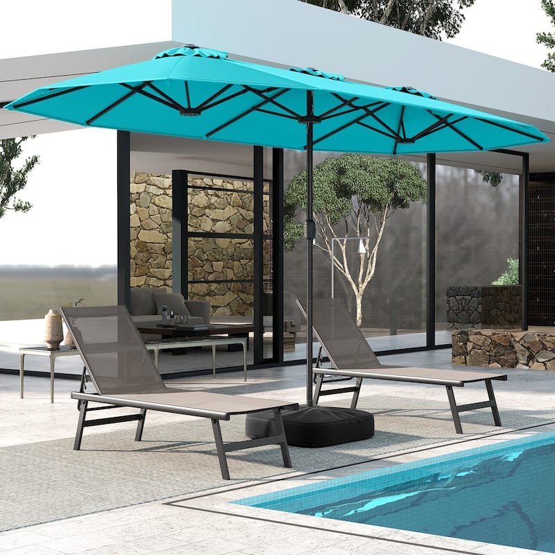Gymax 13FT Double-sided Patio Umbrella w/ Crank Handle Umbrella Base