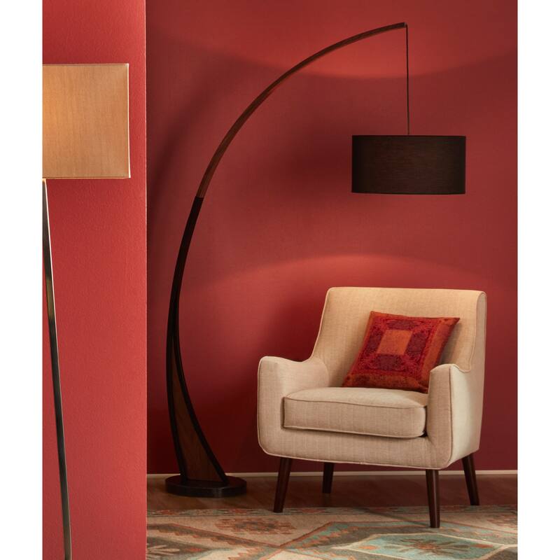 Carson Carrington Farrah Walnut Wood & Marble Floor Lamp