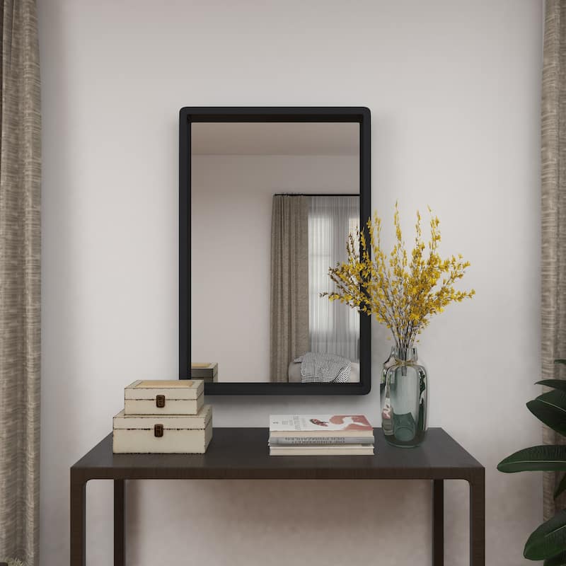 Black Wooden Minimalistic Room Wall Mirror