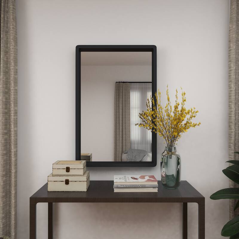 Wooden Minimalistic Room Wall Mirror - Black - Roche River Decor