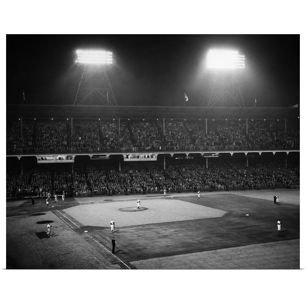 "1940's 1947 Baseball Night Game Under The Lights, Ebbets Field Brooklyn" Poster Print