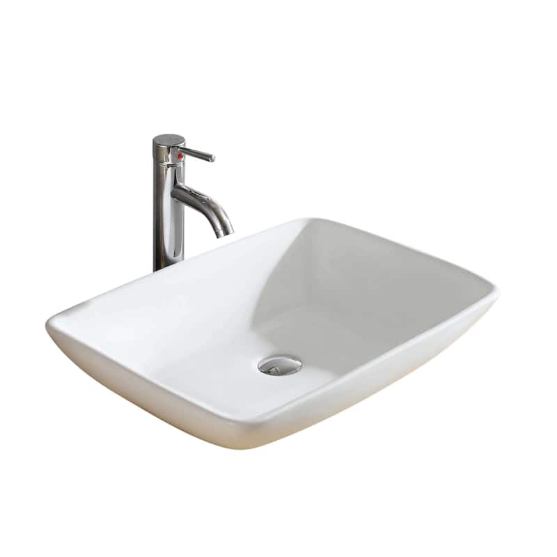 Fine Fixtures Vitreous-China White Vessel Sink (Space-Saving Design)