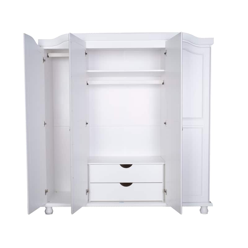 100% Solid Wood Kyle 4-Door Wardrobe Armoire by Palace Imports