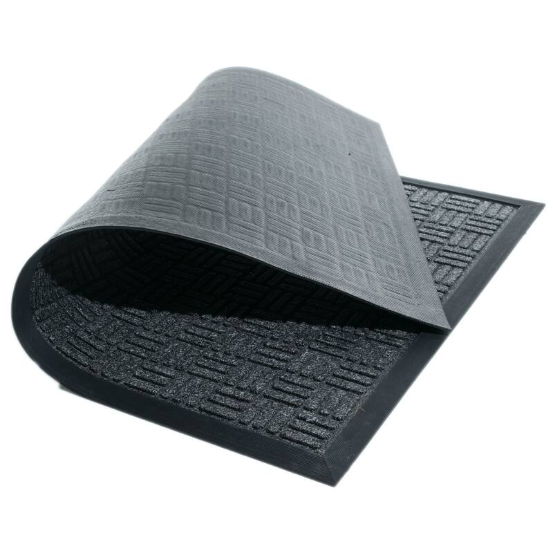 Synthetic Indoor/ Outdoor Grey Door Mat