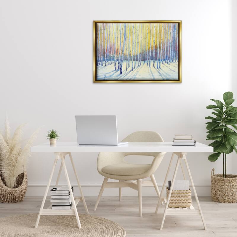 Stupell Sunlit Winter Birch Trees Framed Floater Canvas Wall Art Design By Paul Brent