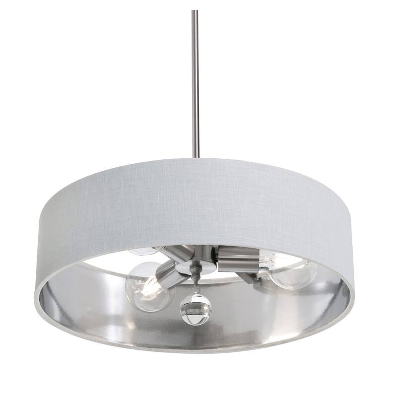 AFX CLNP18MB Pendant 3 Light 18" Wide Crystal Pendant with Fabric - Satin Nickel / White / Silver