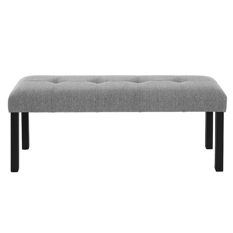 Roomfitters Modern Tufted Linen Dining Bench, 47 Inch Upholstered Entryway Bench with Wood Legs, Bedroom End Seating