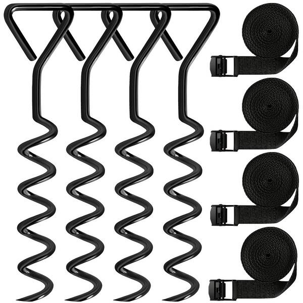 slide 2 of 9, Tradesparker Heavy Duty Trampoline Stakes,Steel Corkscrew Anchors for Canopies Black - 4pcs