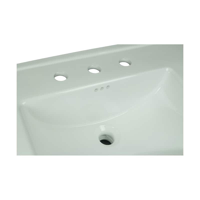 White Pedestal Sink Basin Replacement Part 30.38" W with Splashguard rim, Overflow and 8" Faucet Hole Renovators Supply