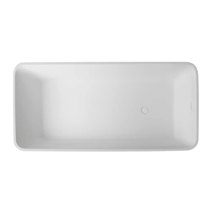 67 Inch Solid Surface Freestanding Soaking Bathtub in Matte White