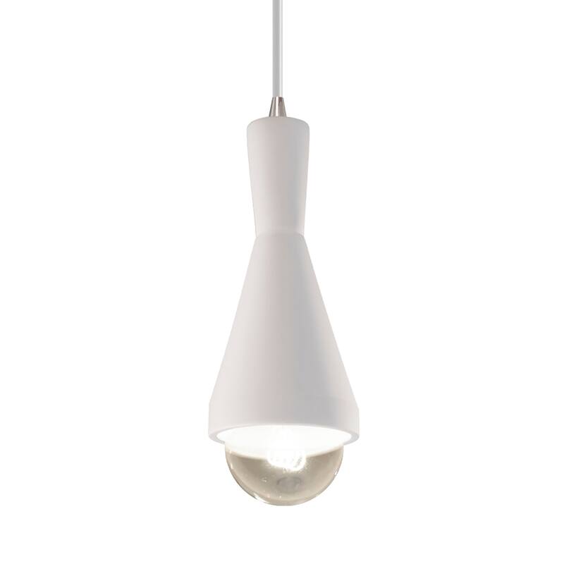 Justice Design Group Erlen 1-Light Pendant - White Cord/Bisque/Brushed Nickel
