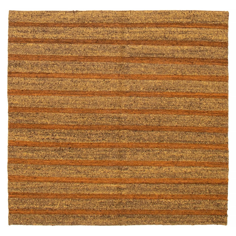 ECARPETGALLERY Flat-Weave Natural Brown Wool Tapestry Kilim - 6'7 x 6'5 - Light Brown - 6'7 x 6'5