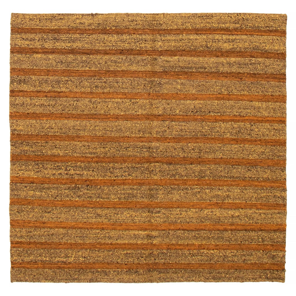 ECARPETGALLERY Flat-Weave Natural Brown Wool Tapestry Kilim - 6'7 x 6'5