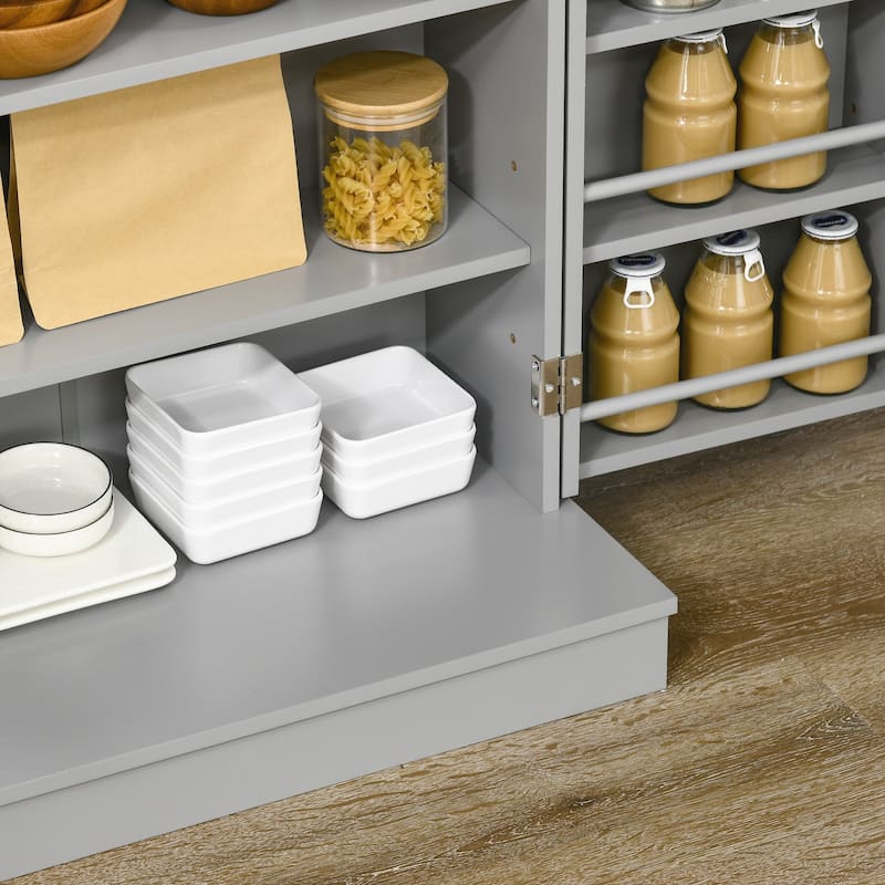 41" Kitchen Pantry Storage Cabinet, Freestanding Kitchen Cabinet with 12 Door Shelves, Double Doors, 5-tier Shelving