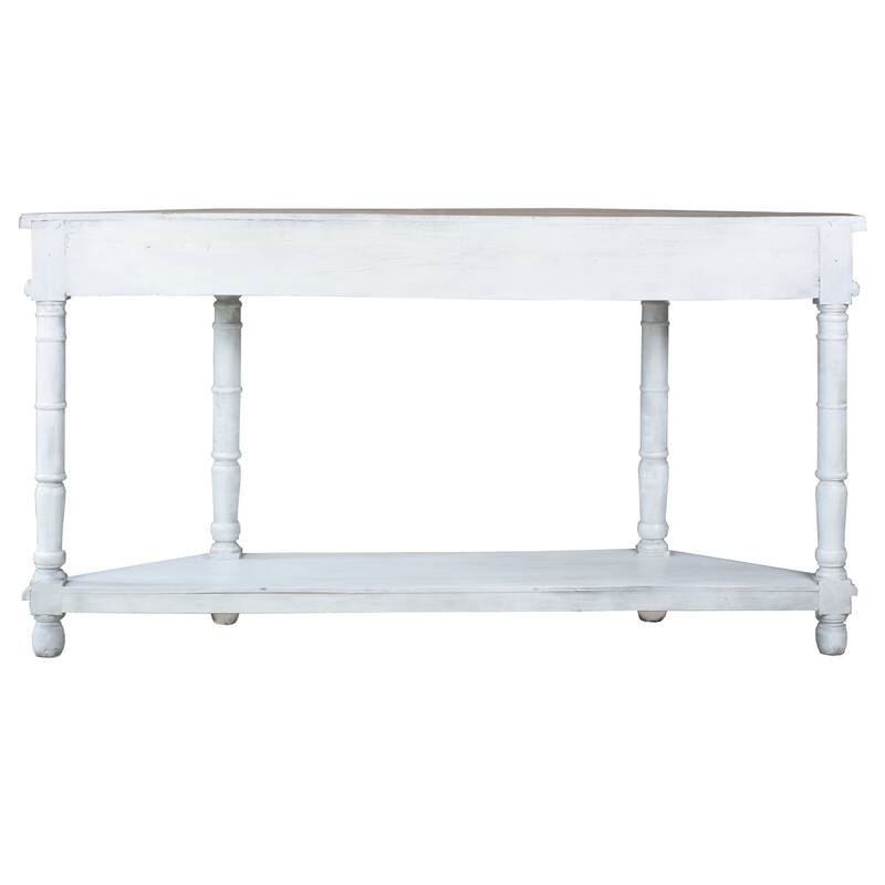 Shabby Chic Cottage 72in Vintage White and Salvage Brown Console Table - 16''W x 72''L x 37.5''H