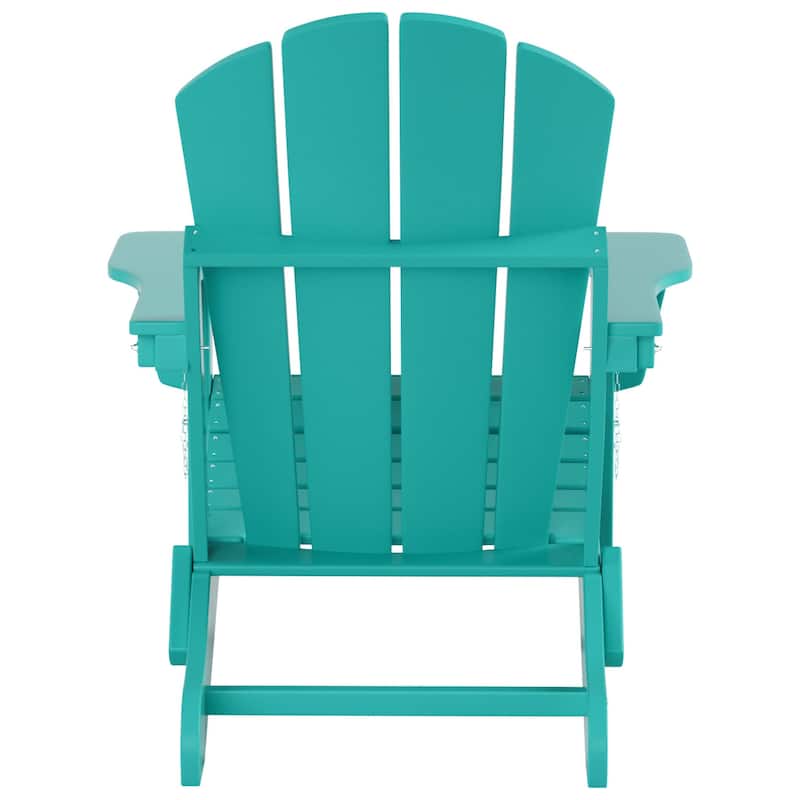 Polytrends Laguna Hdpe All Weather Outdoor Patio Foldable Adirondack Chair With Side Table (2-Piece Set)