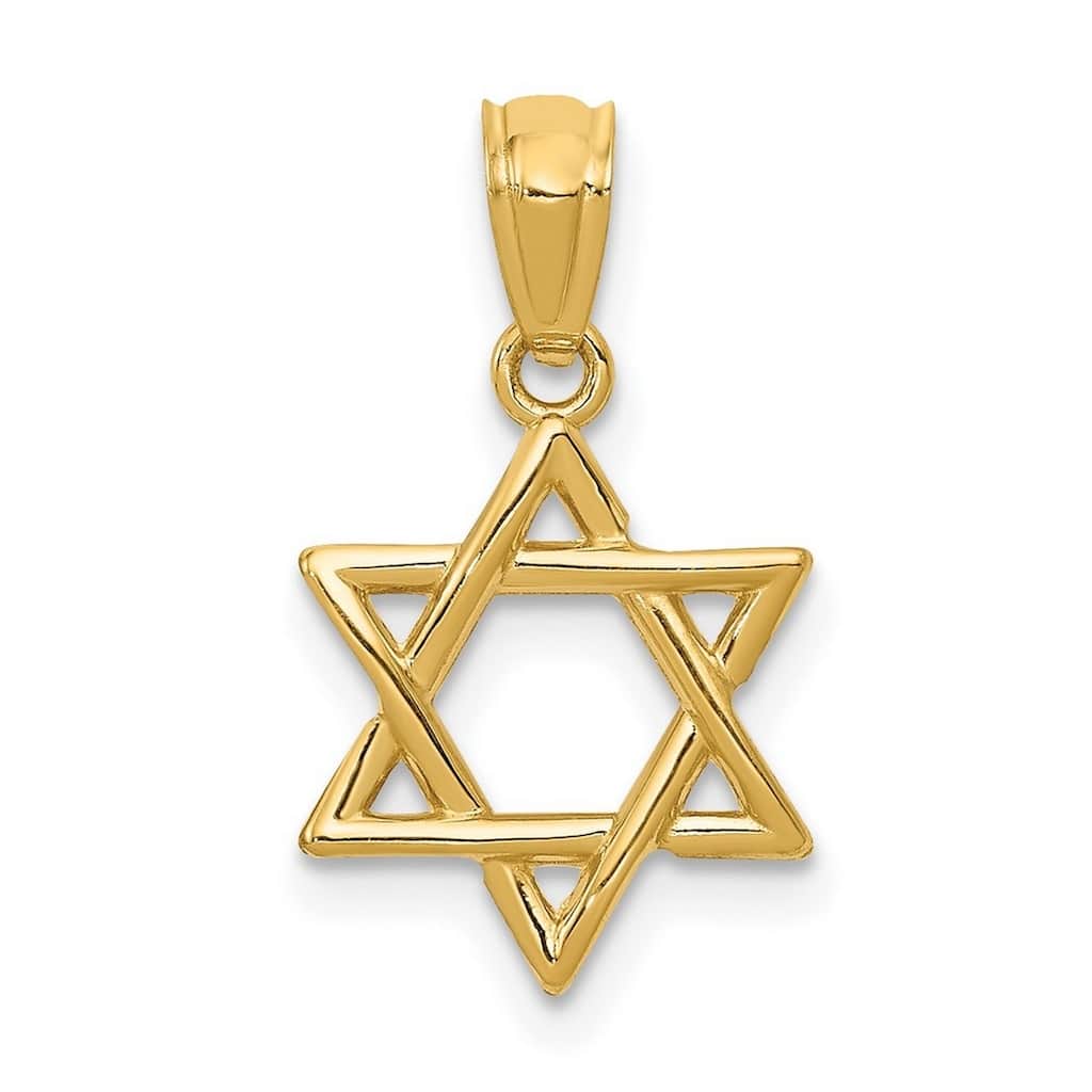 Curata 14k Yellow Gold 18" Solid Polished Star of David Pendant Necklace - 12x12mm