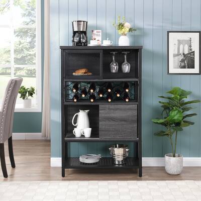Bar Cabinet with Wine Rack for Liquor and Glasses Storage Cabinet for Home Kitchen