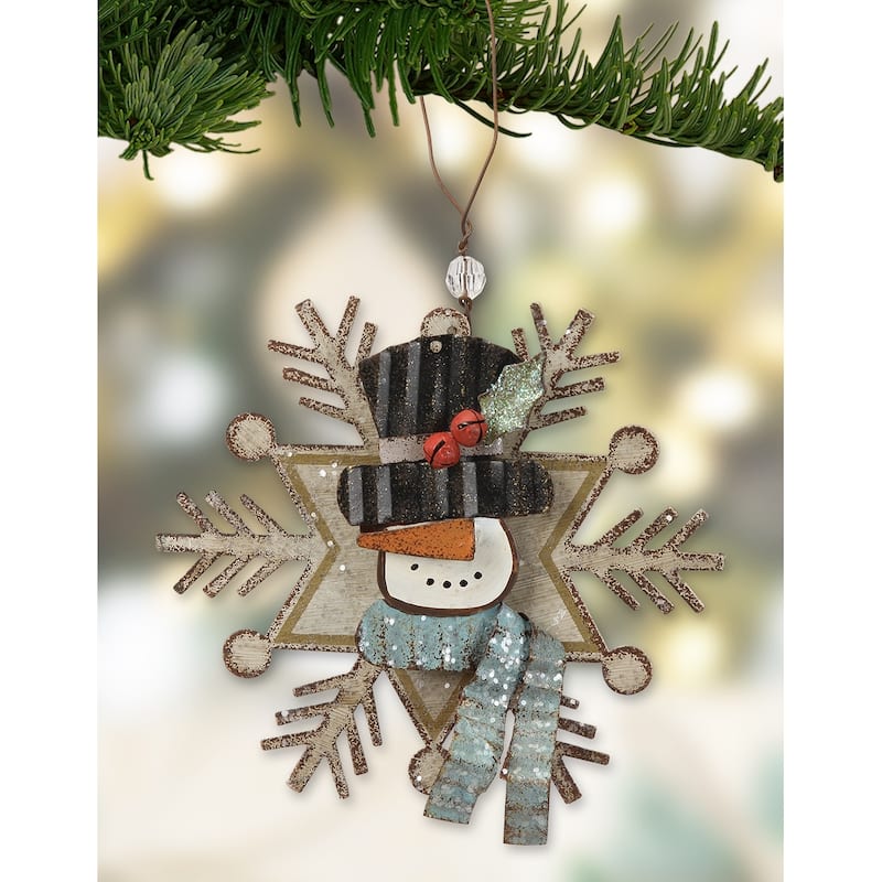 Snowman Snowflake Ornamenr, Set of 2