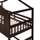 preview thumbnail 11 of 9, Twin Over Twin Bunk Bed With Ladder, House-shaped Bed with Windows, Pine Wooden Bed Frame with Guardrails, Brown