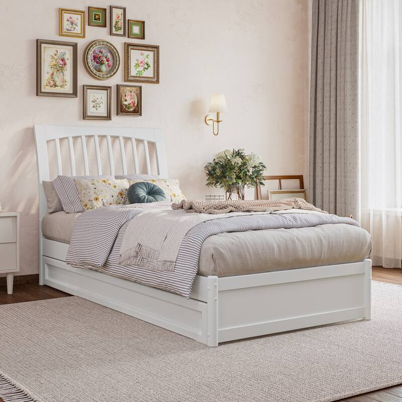 Roslyn Platform Bed with Modern Panel Footboard and Twin XL Trundle