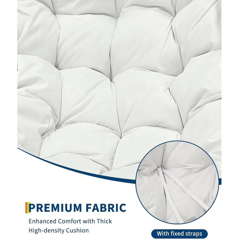 Patio Rocking Chair, Oversized Wicker Lounge Chair with Cushion,Patio Rattan Egg Rocker for Backyard