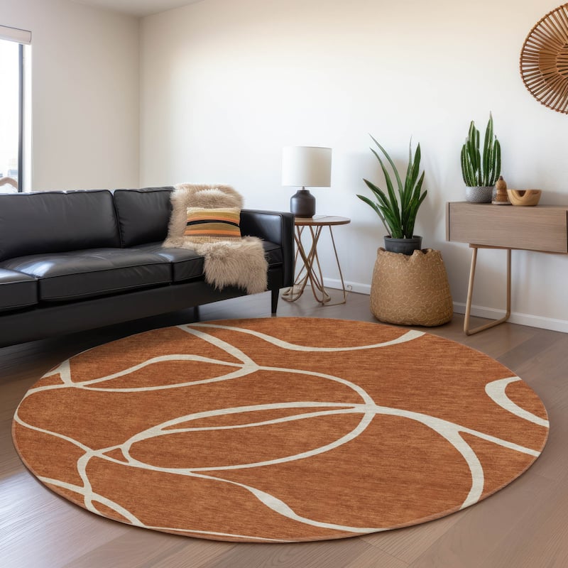 Premium Washable Super Soft Abstract Dash Mayfield Rug - Paprika - 8' x 8'
