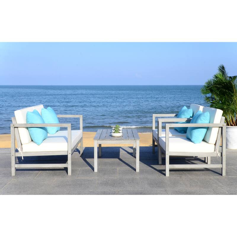 SAFAVIEH Outdoor Citlali 4-Piece Conversation Set with Accent Pillow - 50W x 29D x 29H