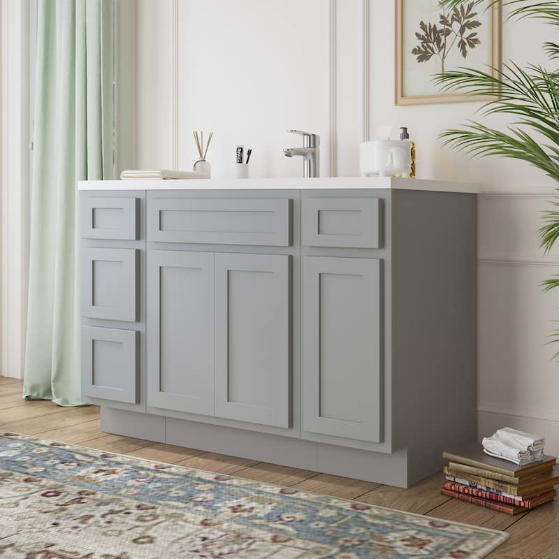 Vanity Art 48" Oak Freestanding Bathroom Vanity Cabinet without Top