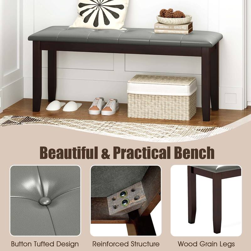 Gymax Upholstered Dining Bench w/Padded Seat for Kitchen Bedroom