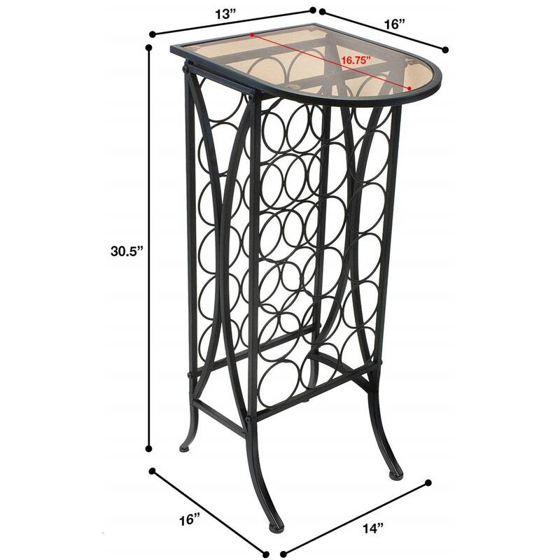 Sorbus Wine Rack Stand Bordeaux Chateau Style with Glass Table Top - Holds 18 Bottles - Elegant Looking French Style