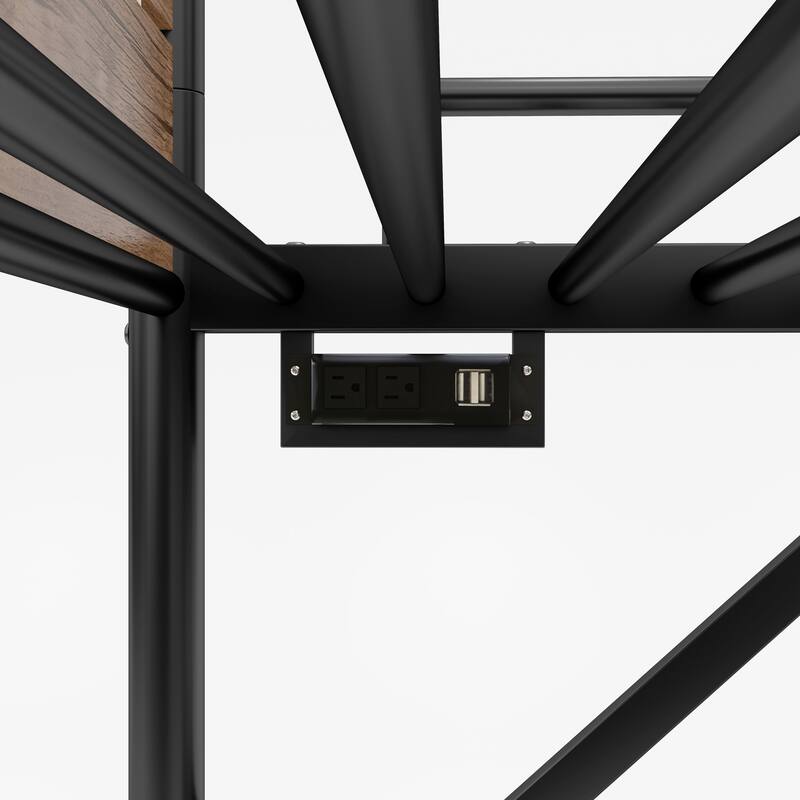 Detachable Twin XL Metal Bunk Bed with LED Lights, Charge Station, and Storage Drawers