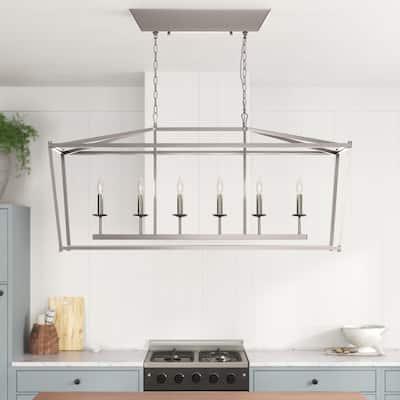 6 Light Kitchen Island Pendant Light Large Linear Lantern Chandelier