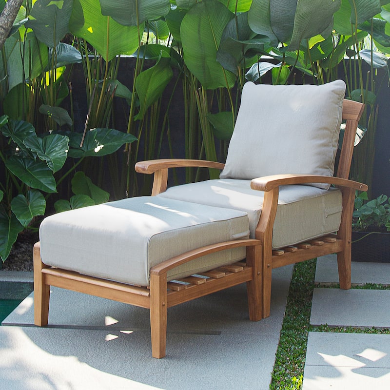 Cambridge Casual Leon 2-piece Teak Patio Club Chair with Ottoman