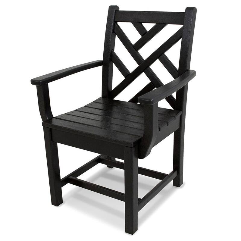 POLYWOOD Chippendale Outdoor Dining Arm Chair - Black