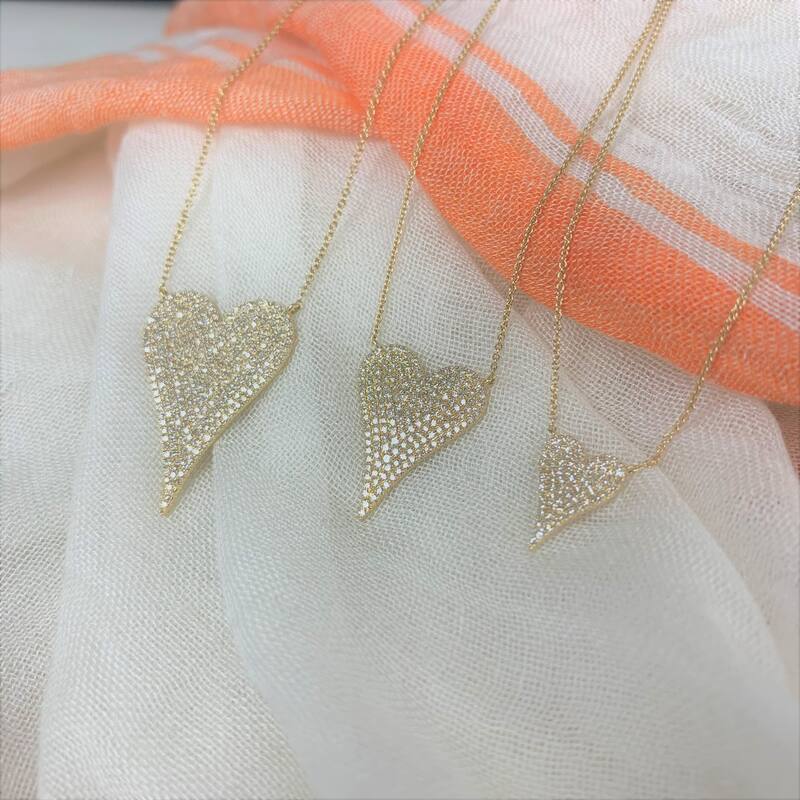 Joelle Collection Diamond Pave Heart Pendant 1/2 Cttw. 14K Gold - Heart Necklace