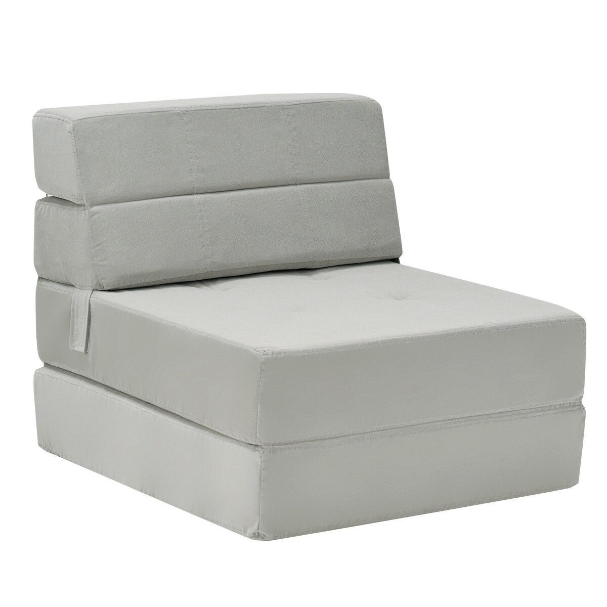 Shop Tri Fold Folding Chair Convertible Sleeper Bed Gray On Sale Overstock 28423485