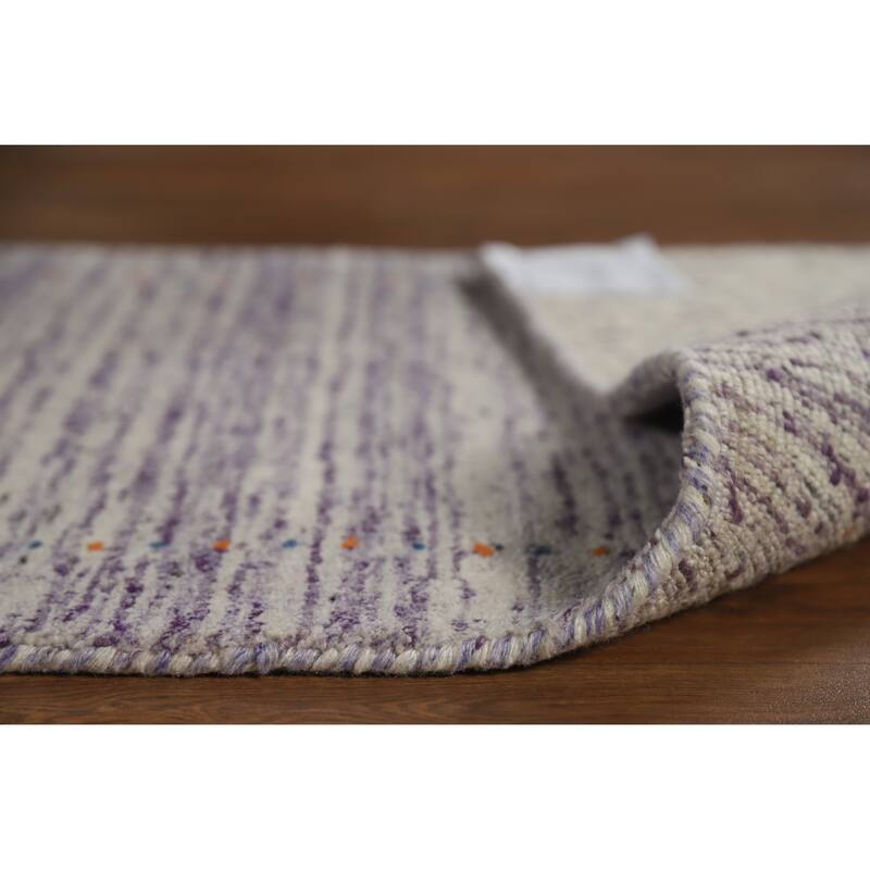 Purple Tribal Gabbeh Indian Runner Rug Hand-Knotted Wool Carpet - 2'4" x 9'6"
